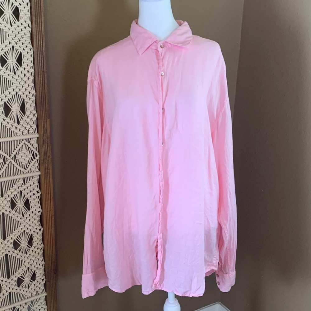 Robert Graham Women's Linen Button-Down Shirt - Pink - XL